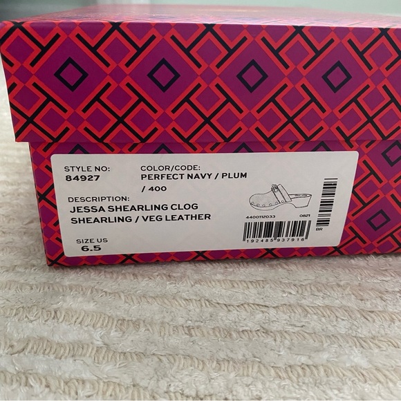 NWT Tory Burch Jessa Shearling Clogs perfect navy - Picture 12 of 14